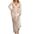 thumbnail image 2 of QUINDOS Plus Size Pajamas for Women Mesh Perspective Nightgowns for Women Lace Long Sleeve Sleep Dress Casual Solid Loose Sleepwear Night Dress, 2 of 9