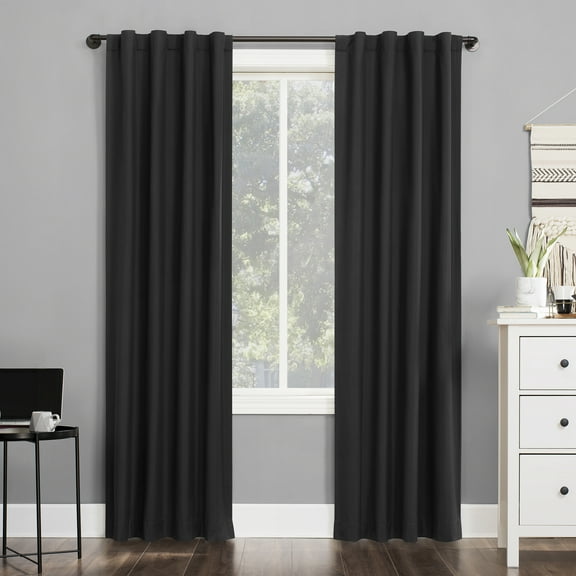 Sun Zero Cyrus Thermal 100% Blackout Back Tab Curtain Panel, 40"X96", Charcoal