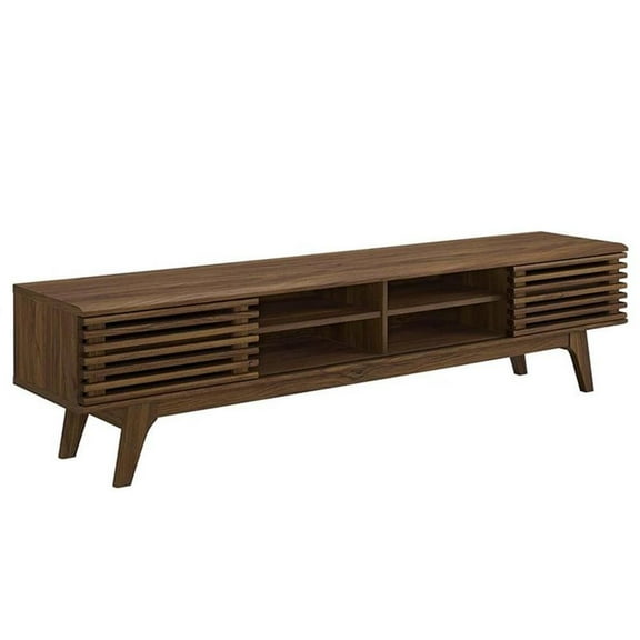 Allora Mid-Century Wood TV Stand for TVs up to 70" with 4 Cubbies in Walnut