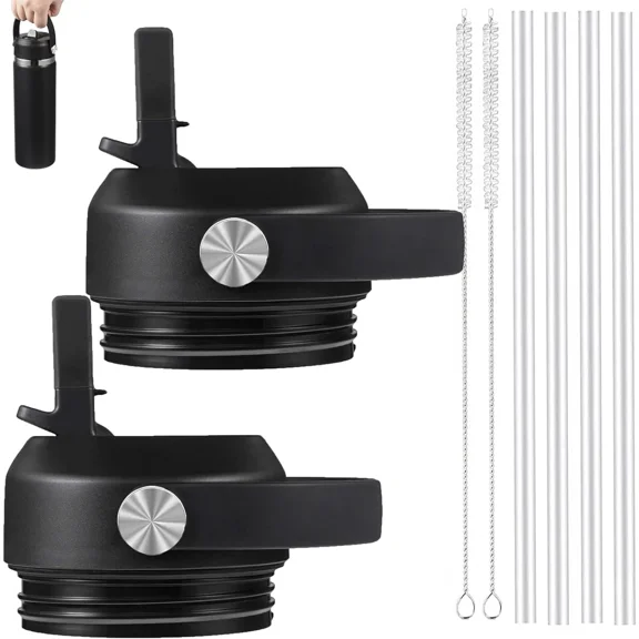 Straw Lids for YETI Rambler Bottle 12 18 26 36 68 oz, Rubber Coated Bite Valve Flexible Handle Lid for Yeti Straw Lid or Chug Cap Top Replacement Water Bottle Accessories