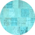 thumbnail image 1 of Ahgly Company Indoor Round Patchwork Light Blue Transitional Area Rugs, 6' Round, 1 of 4