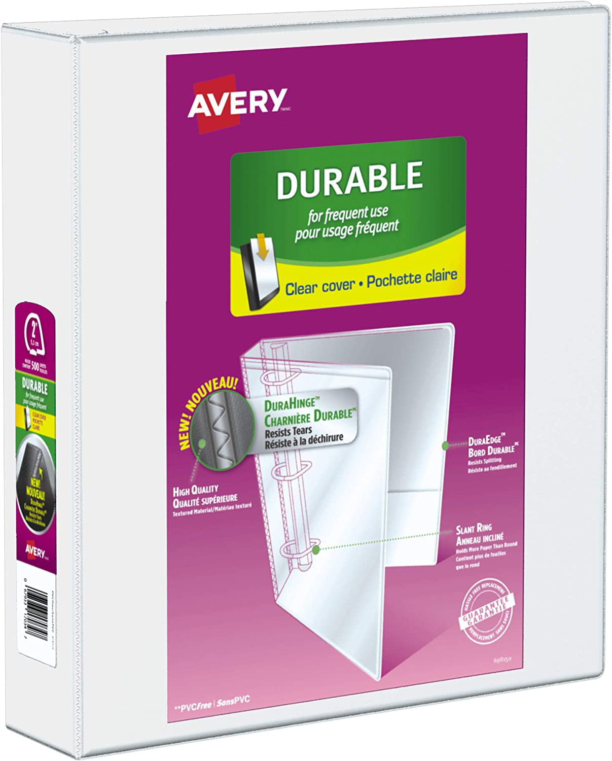 Avery Durable View 3 Ring Binder, 2 Inch, Slant D Rings, White, 2 ...