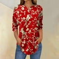 thumbnail image 2 of Women's Tops Printing Blouses 3/4 Sleeved Button Round Neck Fashionable Top Summer Tops For Women, 2 of 5