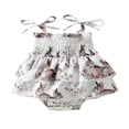 thumbnail image 1 of Newborn Baby Girls Summer Clothes Outfit Sleeveless Flower Print Ruffled One Piece Romper Jumpsuit, 1 of 6