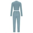 thumbnail image 5 of Women's Sport Suit Set Long Sleeve Round Collar Top and High Waist Pants, 5 of 6
