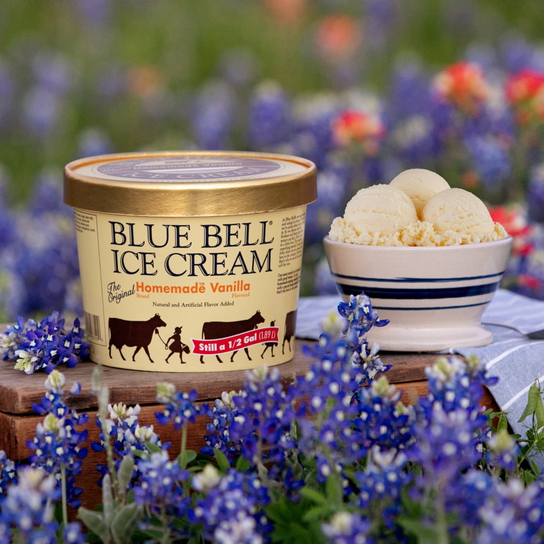 Blue Bell Gold Rim Homemade Vanilla Ice Cream Half Gallon, 64 fl oz