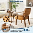 thumbnail image 6 of Mid-Century Modern Accent Dining Chair – PU Leather Upholstered Armchair with Vertical Stripe Design, Wooden Frame, Ergonomic Lounge Chair for Living Room, Dining, Bedroom and Home Office, Orange, 6 of 8
