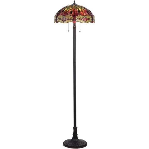 CHLOE Empress Tiffany-style 2 Light Dragonfly Floor Lamp 18" Shade