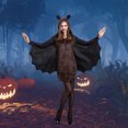 thumbnail image 2 of Women's Casual Dress Halloween Black Witch Hooded Outfit for Parties and Celebrations, 2 of 6