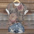 thumbnail image 5 of Blmnix Women Blouses Summer Cotton Pullover Vintage T-Shirts Gray Short Sleeve Crew Neck Hawaiian Shirts for Women,XXL, 5 of 6