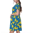 thumbnail image 2 of Easygdp Rubber Duck para Vestido Transpirable de Mujer, Vestido Suelto de Manga Corta con Pliegues y Bolsillos para el Verano, 2 of 6