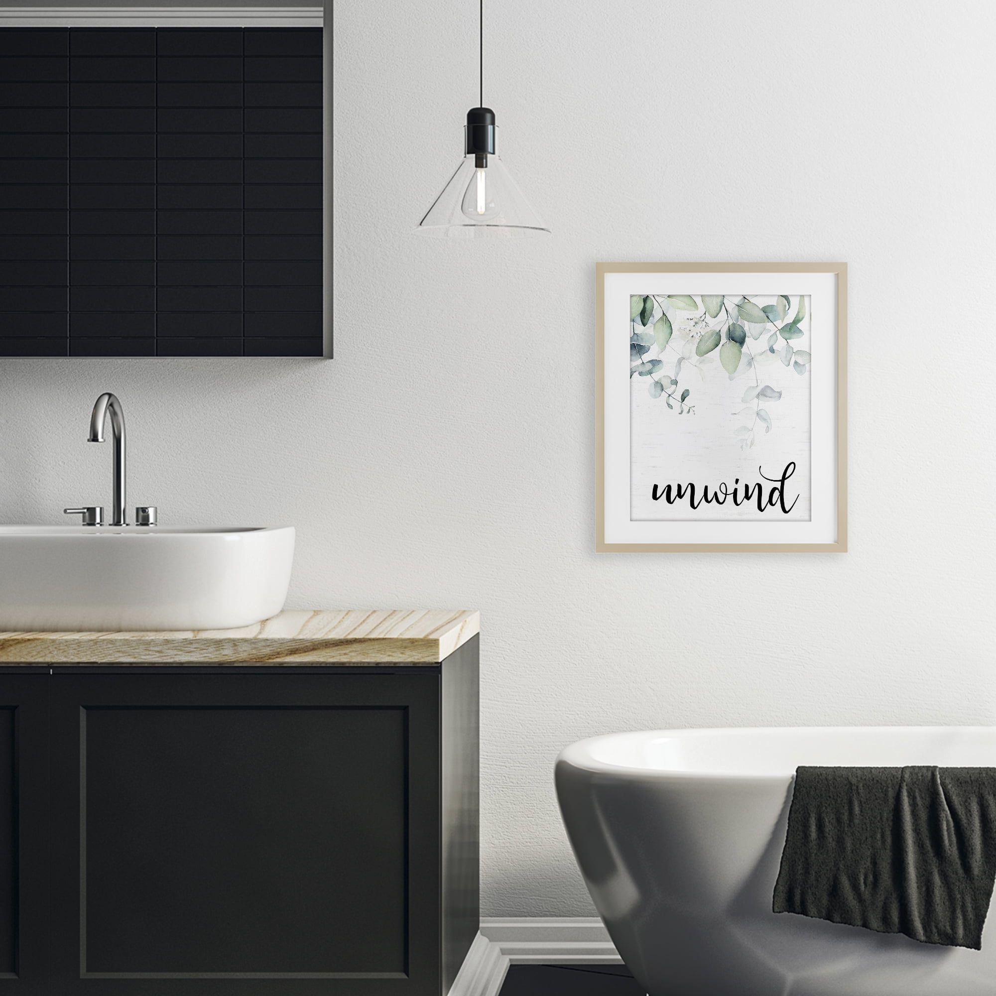 Unwind Leafy Herbs Birch Framed Print Under Glass, design by Lettered and Lined