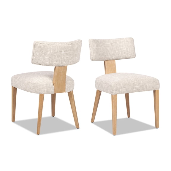 Jennifer Taylor Home Louise Split Back Upholstered Dining Side Chair, Set of 2, Travertine Beige Chenille