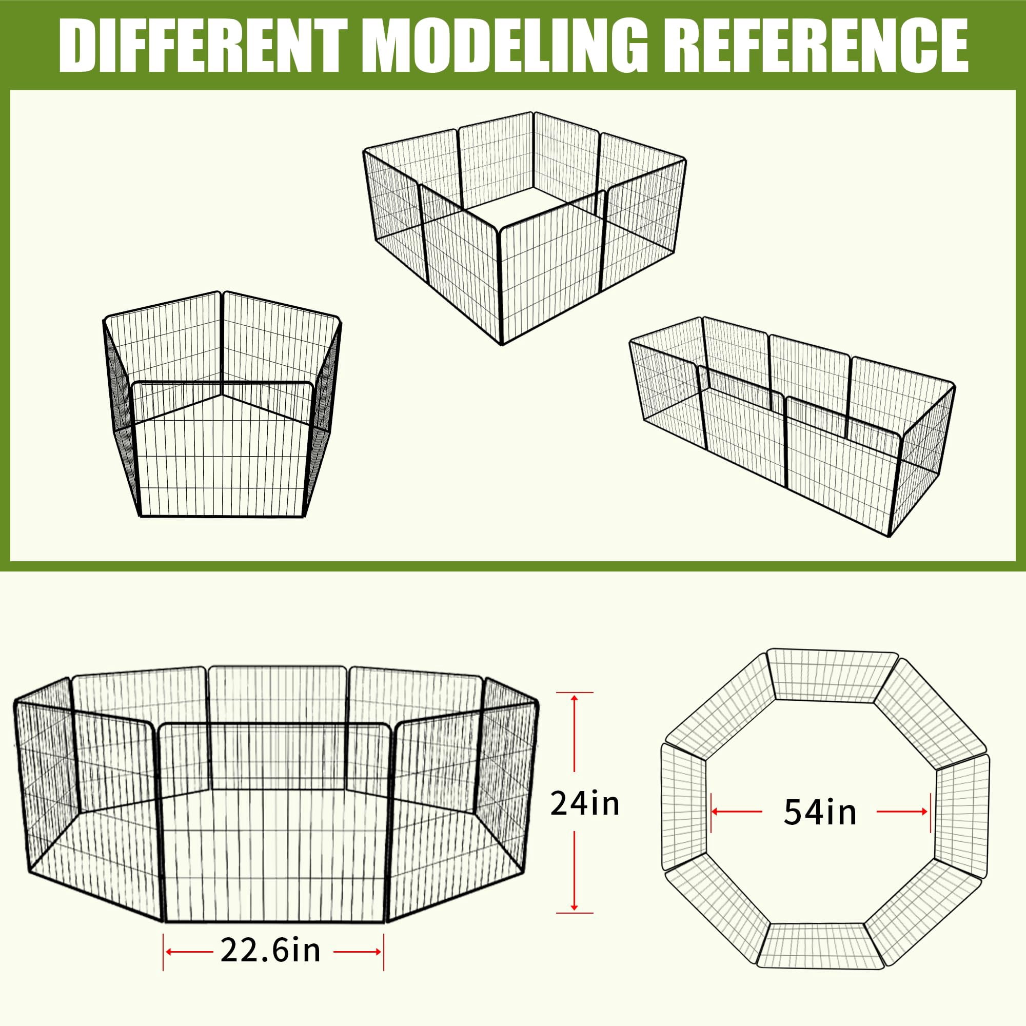 Dog Playpen 24 Inch 8 Panels, Foldable Metal Dog Playpen Indoor Outdoor, Puppy Playpen for Small Dogs, Portable Heavy Duty Pet Playpen, Durable and Secure