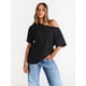 thumbnail image 2 of Camiseta Trendy Queen negra oversize con hombros descubiertos 2XL, 2 of 5