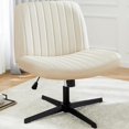 thumbnail image 2 of Chaise Croisée avec Roulettes Jambes Bureau Sans Accoudoirs Siège de Bureau Grand avec Base à Double Usage Réglable Pivotante Tissu Tâche Coiffeuse Maison Chambre Rose, 2 of 3