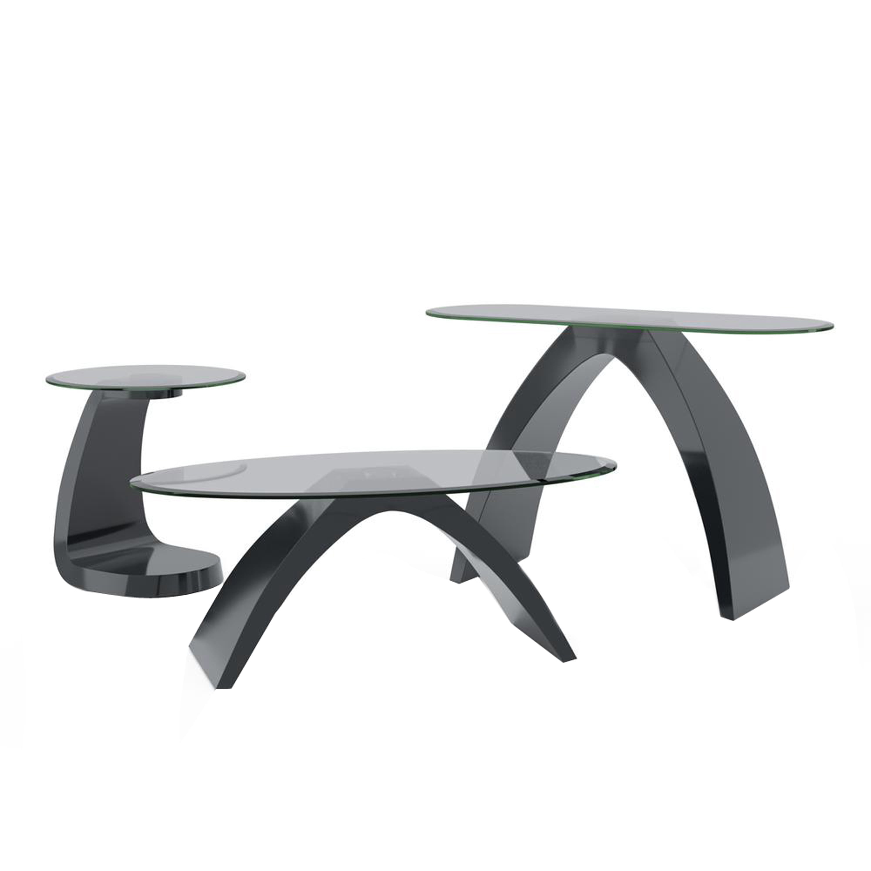 Furniture of America Maore Glass Top 3Piece Coffee Table Set, Gray