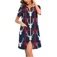 thumbnail image 2 of Wowcloth Woman's Christmas Sleep Dress, Loose-Fitting Short Sleeve Casual Home Wear Pajama Nightgown for Holiday and Lounge, 2 of 8