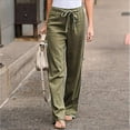 thumbnail image 4 of JUNWELL Womens Casual Pants Straight Leg Drawstring Elastic High Waist Loose Comfy Trousers with Pockets, 4 of 4