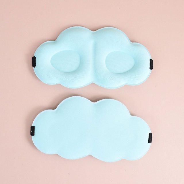 Máscara de ojos para dormir con forma de nube 3D con sombreado de seda de hielo de doble cara y máscara de pestañas transpirable