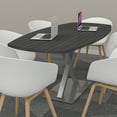 thumbnail image 2 of 6 Person Arc Boat Conference Table with X Base Data And Electric, 2 of 6