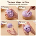 thumbnail image 4 of CQHVKQ 4" Dumpling Squishy Mystery Box, Rainbow Mystery Dumpling Squishy with Blowing Bubbles, Dumpling Stress Squeeze Balls with Steamer Box, Stress Relief Squishy Dumpling Toys for Kids, Purple, 4 of 9