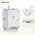 thumbnail image 5 of KZElegy 24" Bathroom Vanity with Sink Wooden Double Door Bathroom Storage Cabinet,Freestanding Cabinet Vanity with Ceramic Sink,White, 5 of 11