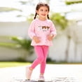 thumbnail image 6 of yboeqw Kids Fall Winter Outfit for Girls Long Sleeve Crewneck Animal Print Peplum T-Shirt+Pants Toddler Casual 2Pcs Clothing,Size 2 Years, 6 of 8