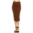 thumbnail image 2 of A2Y Women's Basic Solid Ponte Longline Techno Span High Waist Long Skirt Rust S, 2 of 3