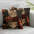 thumbnail image 3 of PHYHOO Fall Cat Pillow Covers Autumn Maple Leaf Black Background Throw Pillows Thanksgiving Outdoor Decorative Pillow Case Square Linen Cushion Covers Farmhouse Decor for Home Couch Sofa Bed, 3 of 5