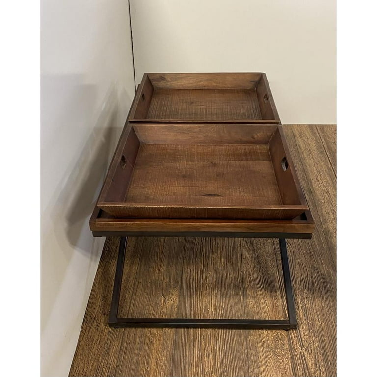 Modern Black Iron X Leg Wood Tray Coffee Table Modern Black Iron X Leg Wood Tray Coffee Table