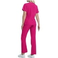 thumbnail image 4 of FNFYFH Scrub Sets for Woman Stretch V Neck Top and Bootcut Cargo Pants Nurse Uniform with Pockets, 4 of 5