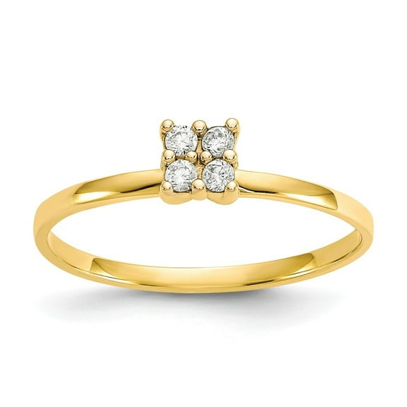 Diamond2Deal 10k Yellow Gold Cubic Zirconia Promise Ring for Women Size- 7