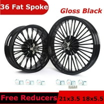 Fat Spoke Wheels Rims 21x3.5 18x5.5 for Harley Dyna Wide Glide FXDWG 2006-2017 Fat Boy FLSTF 2007-2017 Softail Slim FLS 2012-2017 Custom FXSTC Standard FXST 2007-2010 Deuce FXSTD 2001-2007 Black