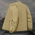thumbnail image 3 of WTOBBY Men's Workwear Style Utility Jacket, Heavy-Duty Zippered Hooded Windbreaker with Multiple Pockets, Outdoor Tactical Water-Resistant Coat,Khaki L, 3 of 3