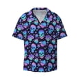 thumbnail image 2 of Lsque Skull flower funny print Men's Cuban Collar Short Sleeve Shirt Summer Beachwear Casual Button Down Fashionable Vacation Leisure Shirt-X-Large, 2 of 7