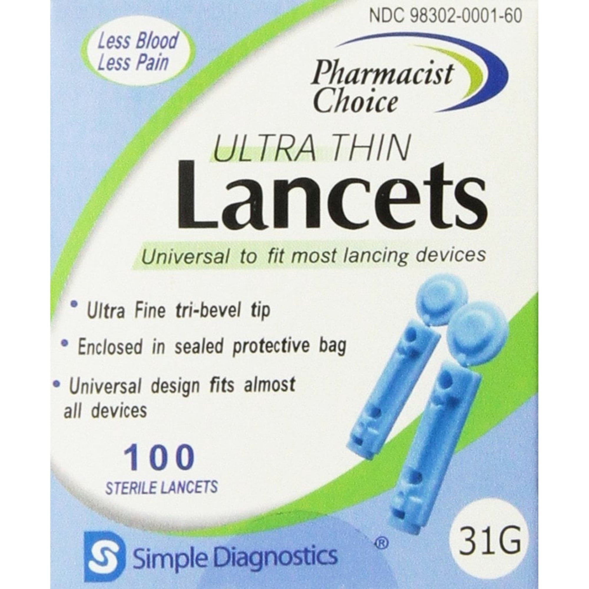 Ultra Thin Design Sterile Lancets Easy Twist & Pull Cap Less Pain, 100ct