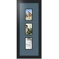 thumbnail image 1 of collage photo frame double mat with 3 - 3x5 openings with  black frame and dutch blue mat., 1 of 2