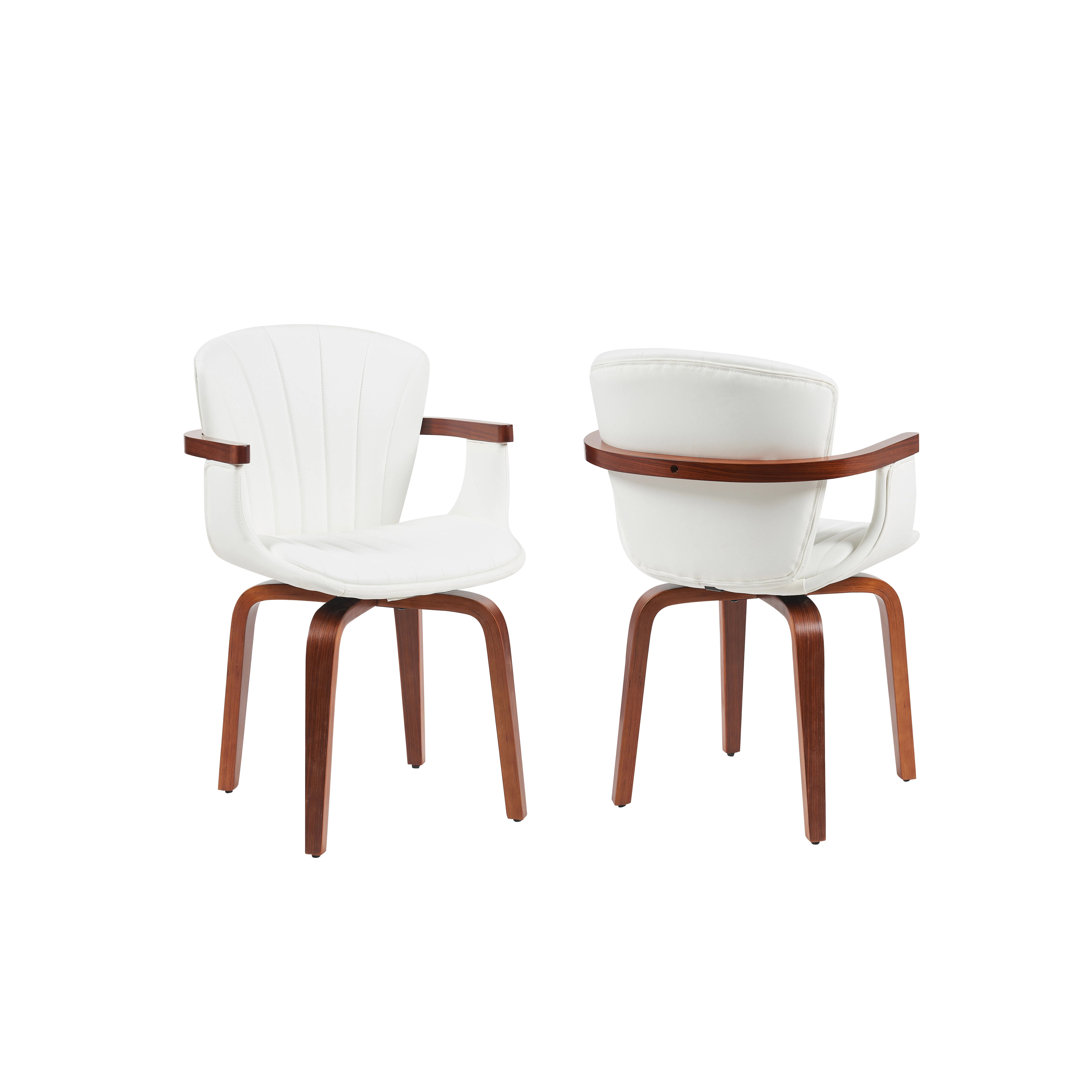 Euroco Swivel Dining Chairs Set of 2,Upholstered Modern Kitchen Side Chairs for Vanity, Living Room,White