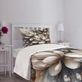 thumbnail image 4 of Ambesonne Brown Quilted Bedspread Set 2 Pcs, Magnolia Petals Grunge Back, Twin Size, Umber and Blue Grey, 4 of 4