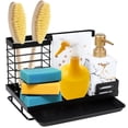 thumbnail image 1 of Kitchen Sink Caddy Organizer, Washing up Caddy with Removable Drip Tray, Sponge Holder and Cloth Hanger for Kitchen Sink, Carbon Steel Storage Rack for Kitchens, Bathrooms, 1 of 7