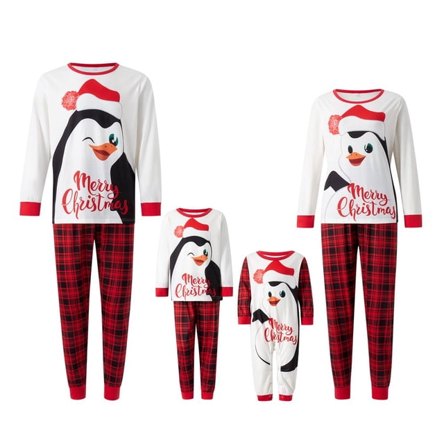 Pyjamas de Noël Assortis pour la Famille Ensembles de Hauts et Pantalons de Vacances Pyjamas