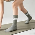 thumbnail image 5 of QSAWXQZ Women's Striped Non Slip Crew Socks Grip Sole Pilates Yoga Workout Socks Comfortable Daily Free Size, 5 of 6
