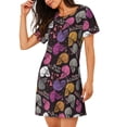 thumbnail image 2 of Daiia Halloween Skeleton Print Women's Nightshirt Soft Nightgowns for Women Short Sleeve dress Short-sleeved Sleepwear, 2 of 6