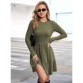 thumbnail image 2 of Katigan Womens Long Sleeve Fall Dresses with Flowy Casual Ribbed Knit Crew Neck Knee Length Sweater Dress Army Green M, 2 of 6