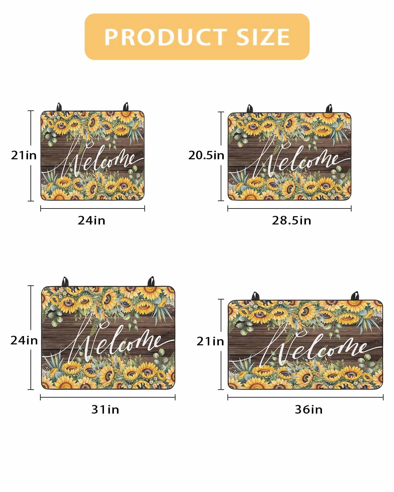 Large Induction Cooktop Protector Mat Sunflower Stove Top Covers for Electric Stove, Yellow Summer Botanical Wooden Farmhouse Decorative Stove Burner Cover Mats, Glass Top Stove Cover