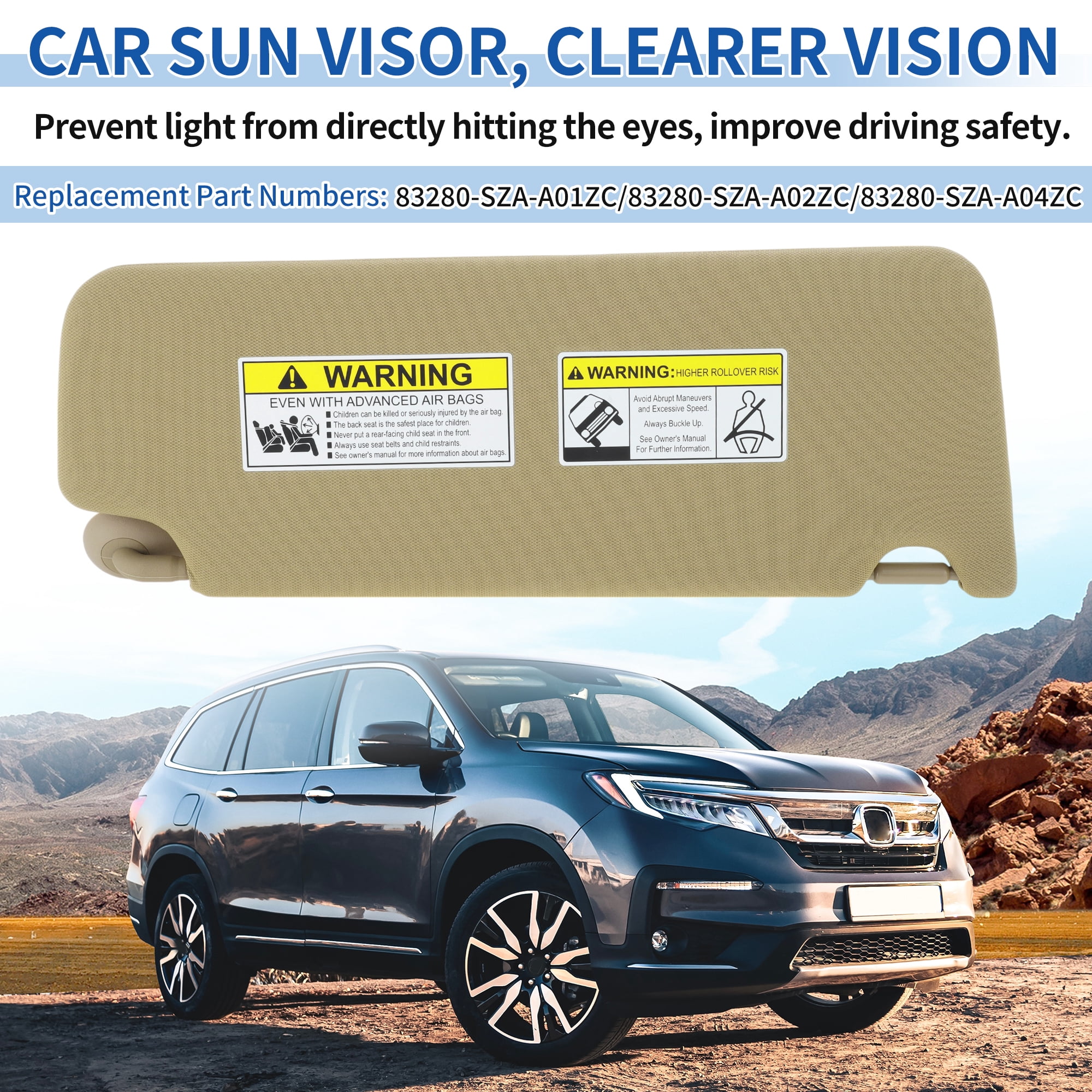 Unique Bargains Left Driver Side Sun Visor for Honda Pilot 2009 to 2015 Beige