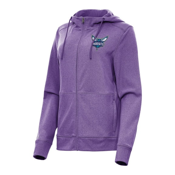 Women's Antigua Heather Purple Charlotte Hornets Seeker Full-Zip Hoodie Jacket