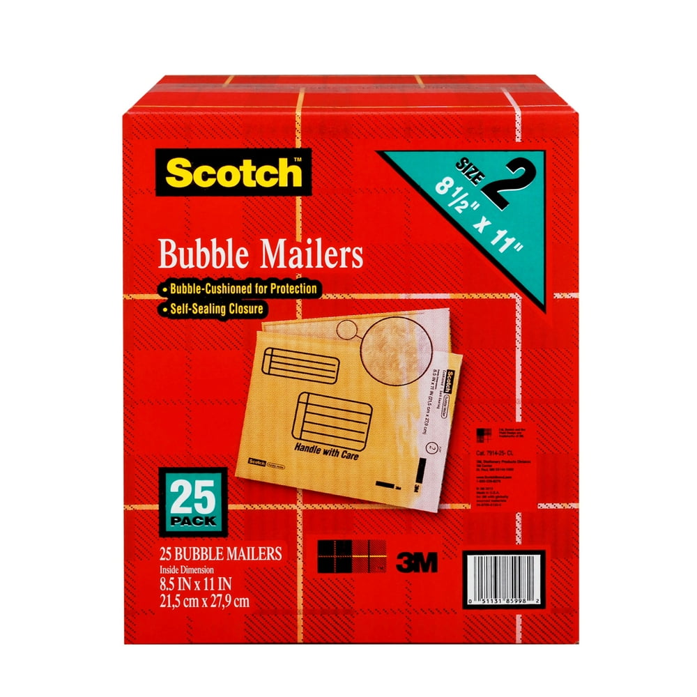 Scotch Smart Plastic Bubble Mailer, 8.5 in. x 11 in., 25 Mailers
