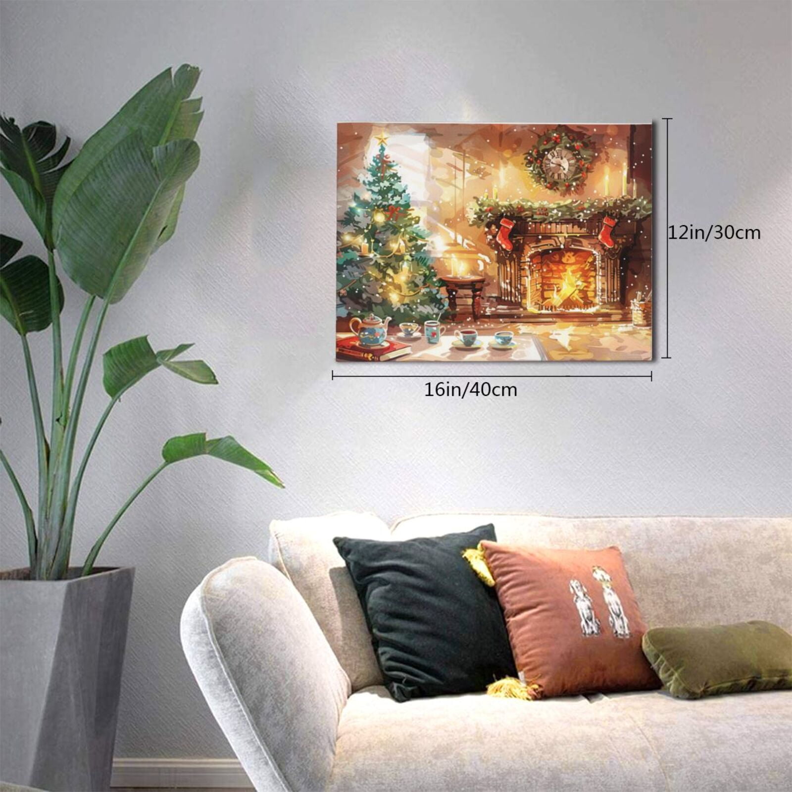 12x16 inch Canvas Frameless Painting Closets And Christmas Trees,Villa Home Living Room,Kitchen,Cafes,Restaurant Wall Decor Oil Paintings Canvas,Enchanting Christmas Trees Decor Poster Gifts